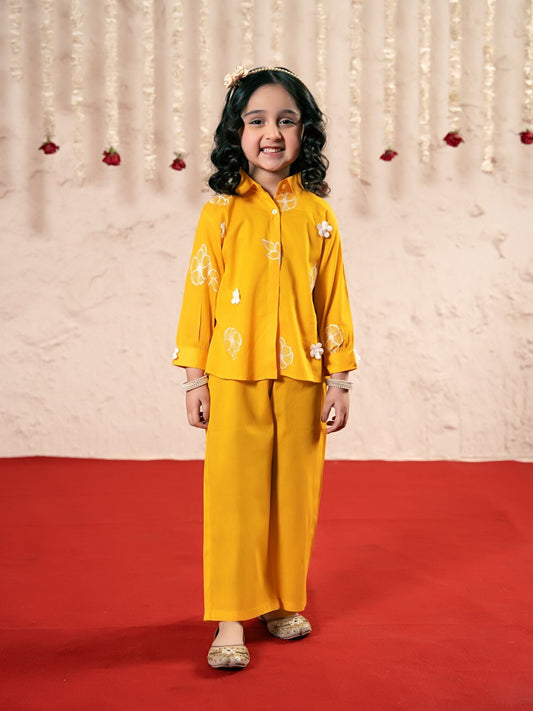 Velvour Girls Cotton Embroidered Co-Ord Set-VG178-C