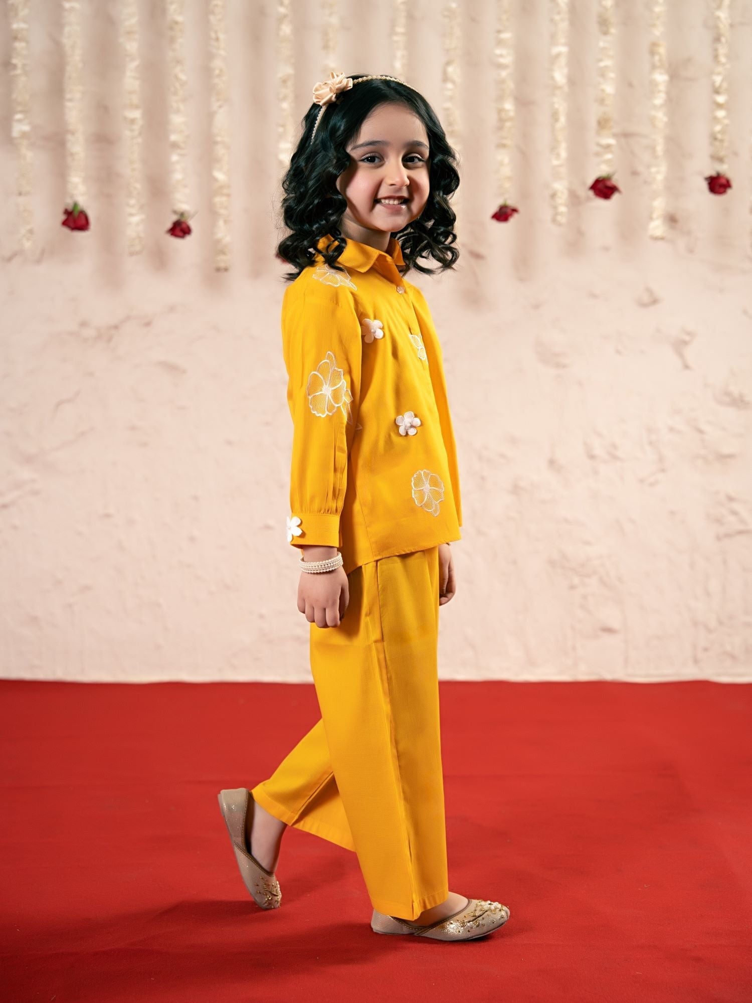 Velvour Girls Cotton Embroidered Co-Ord Set-VG178-C