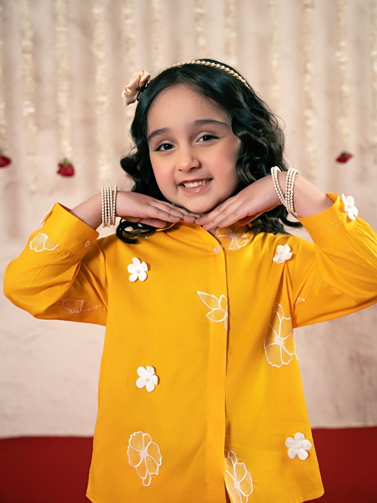 Velvour Girls Cotton Embroidered Co-Ord Set-VG178-C