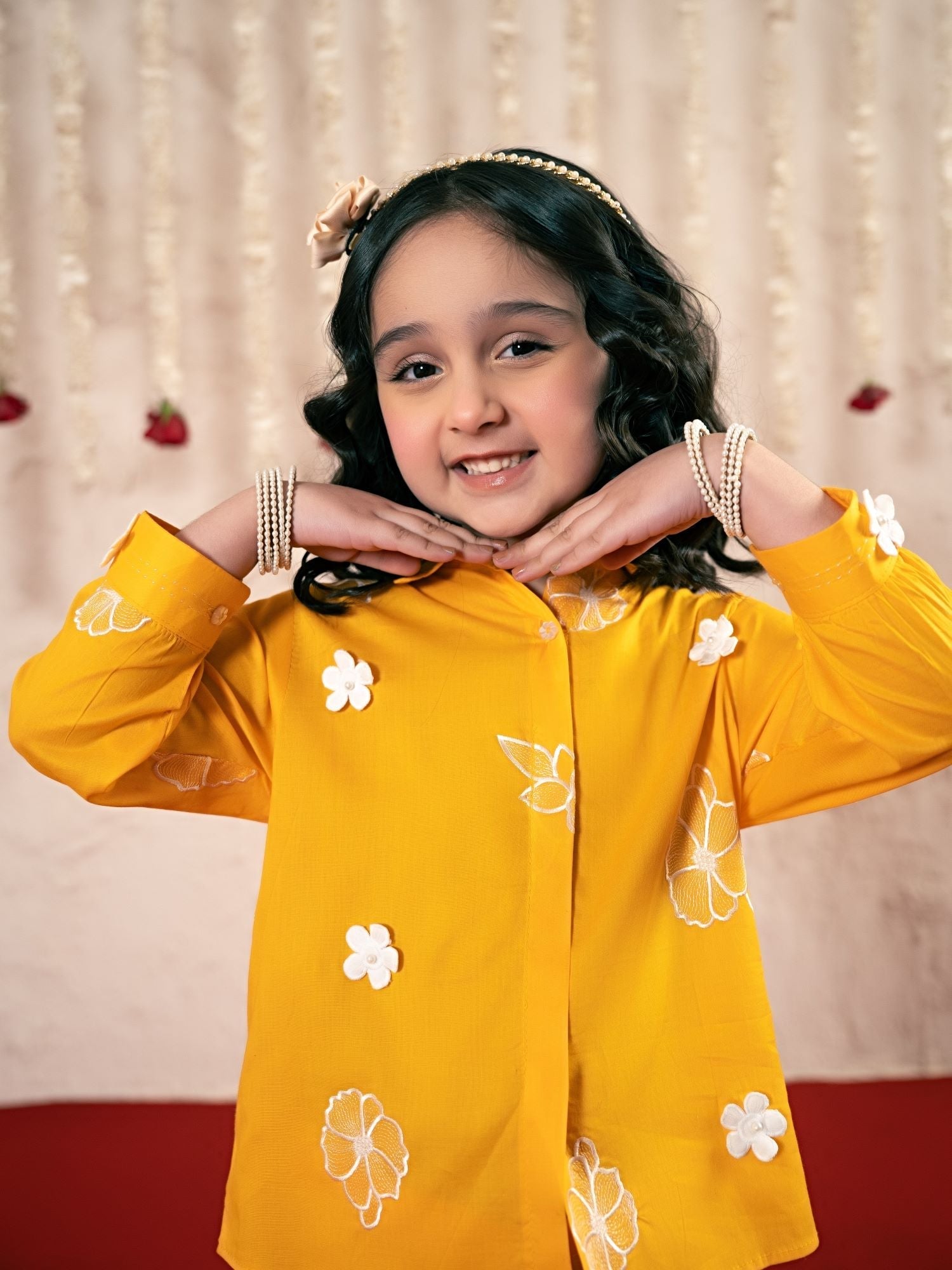 Velvour Girls Cotton Embroidered Co-Ord Set-VG178-C