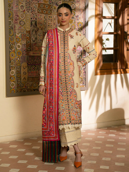 Binilyas Gulrukh Khaddar Embroidered Unstitched 3-Piece Suit-61-A