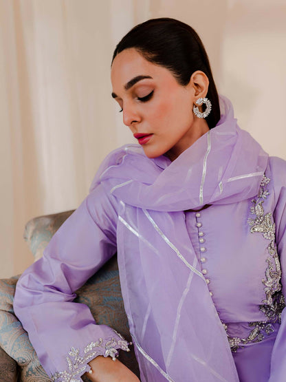 Allure By IH Raw Silk Embellished Stitched 3-Piece Suit-Irene