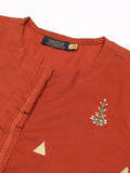 Velvour Girls Cotton Embroidered Stitched 2-Piece Suit-VG101-C