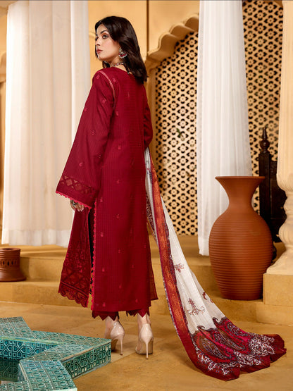 Binilyas Dobby Embroidered Unstitched 3-Piece Suit-D 741-B