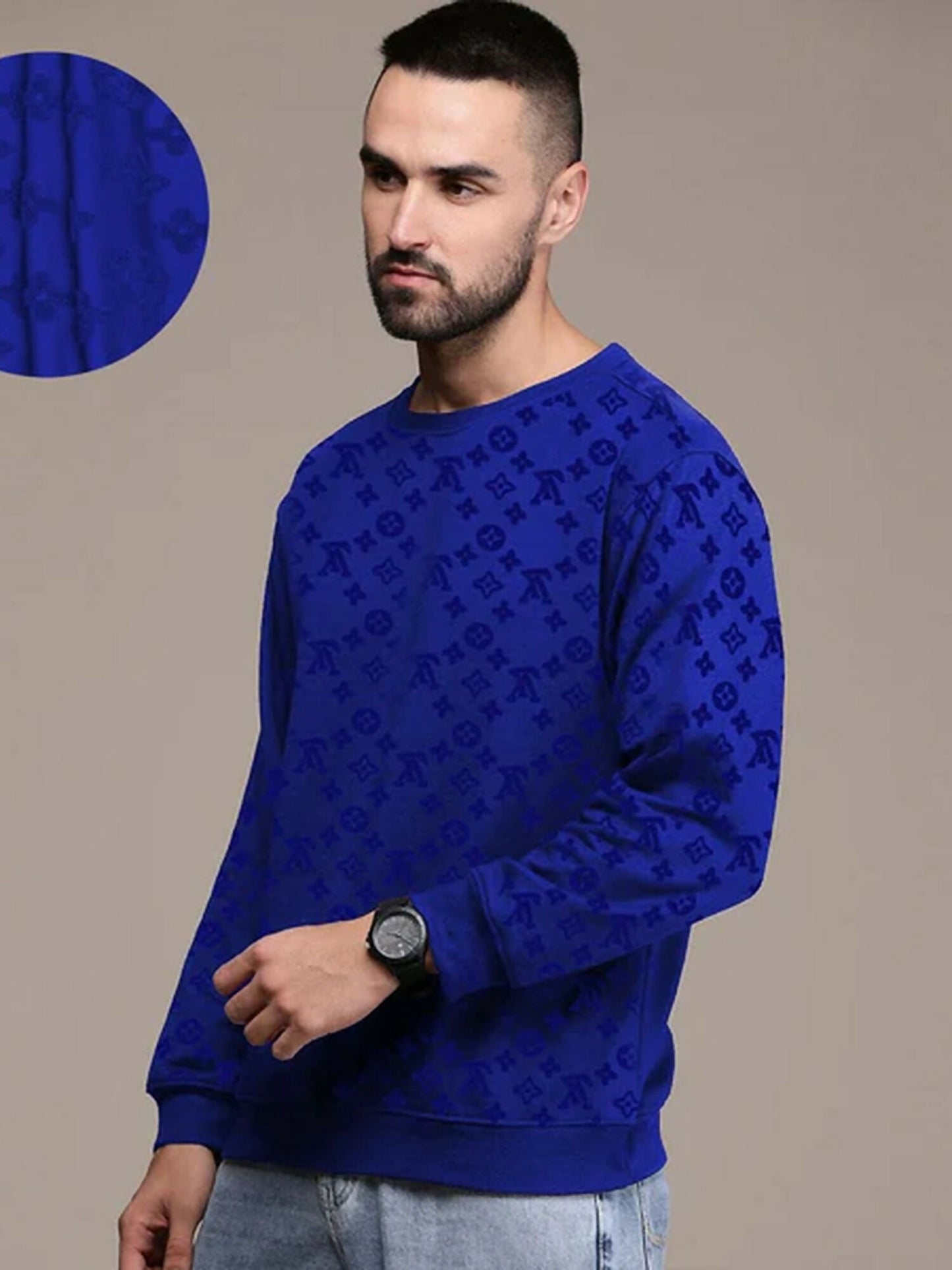 Jupiter Chanel Velvet Self Textured Sweat Shirts-14720