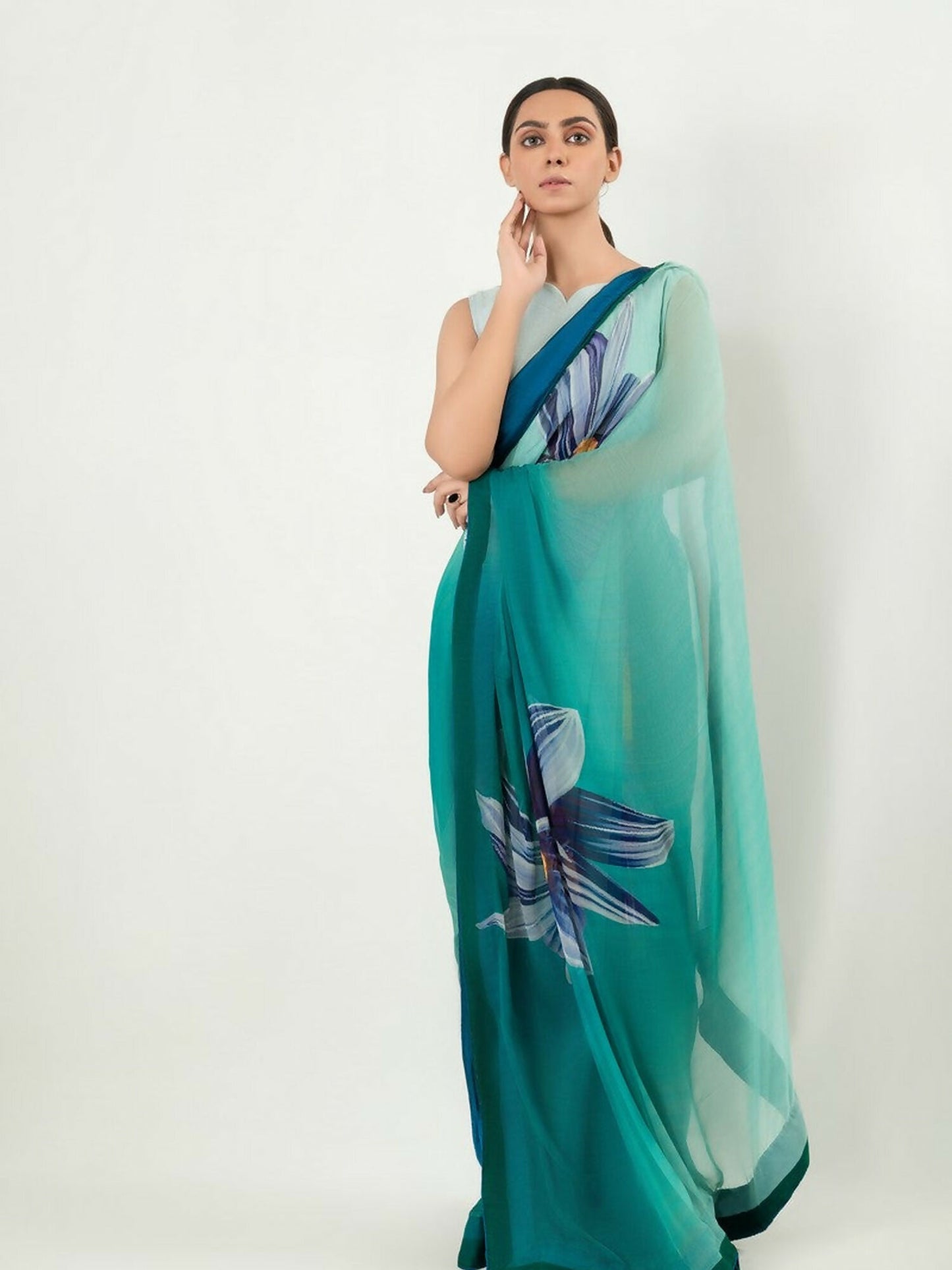 Imran Aftab Chiffon Printed Stitched Saree-IASC-22
