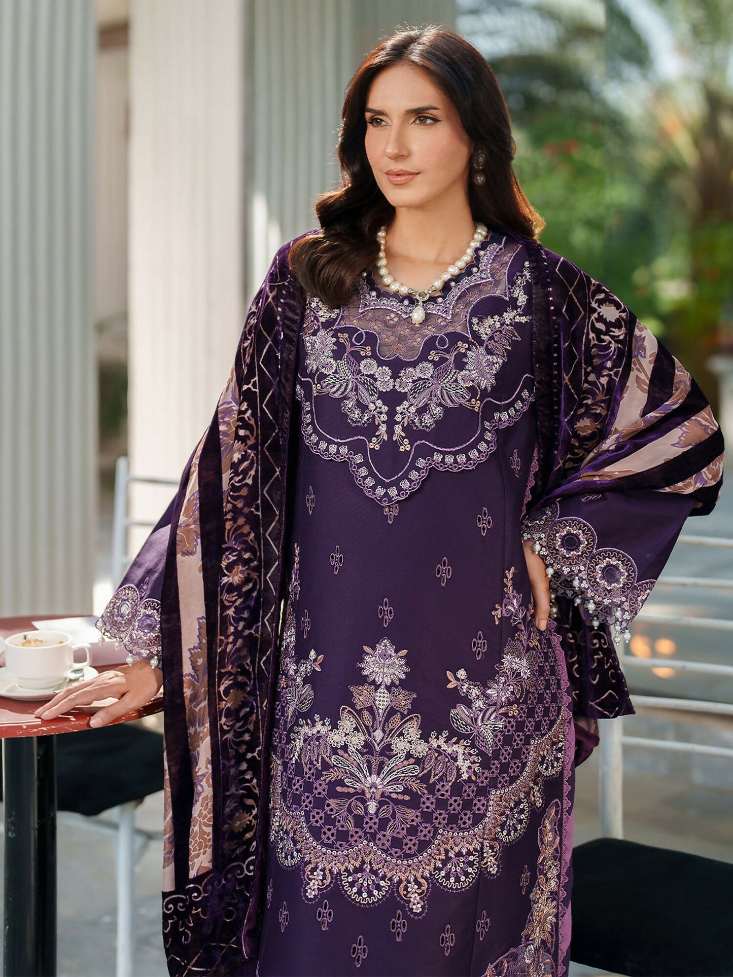 Parishay Panache Winter Corduroy Embroidered Unstitched 3-Piece Suit-PNE-06