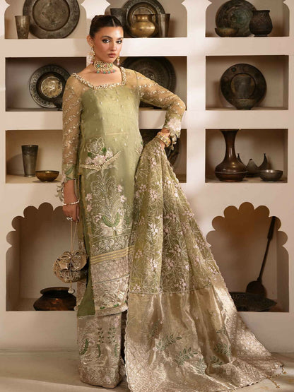 Shiza Hassan Shehnai Zari Net Embroidered Stitched 4-Piece Suit-Raya
