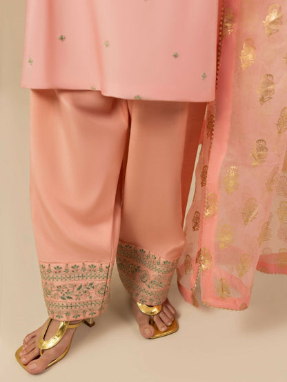 Shurooq Garden Of Dreams Silk Embellished Stitched 3-Piece Suit-Periwinkle