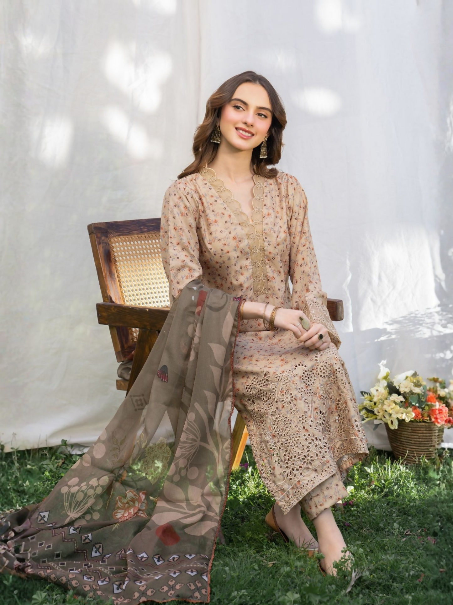 Panache Apparel Serenity Lawn Embroidered Stitched Suit-Desert