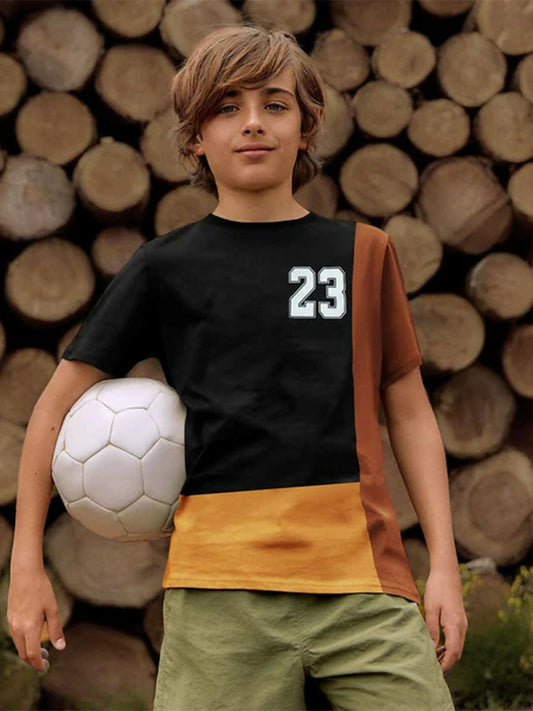 Black/Yellow Jupiter printed No 23 Tee Shirt-13792