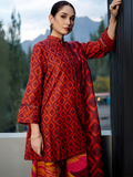 Maria B Slub Khaddar Printed Unstitched 3-Piece Suit- 506 - B