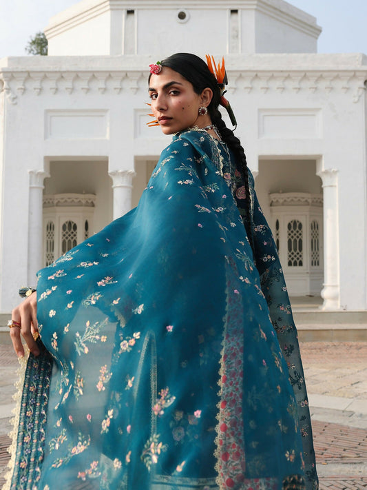 Hussain Rehar Luxury Lawn'26 Eid Edit Embroidered Unstitched 3-Piece Suit-Azraq