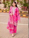 MH Cloth House Cotton Lawn Embroidered Stitched 3-Piece Suit-Gulabi Jhalak