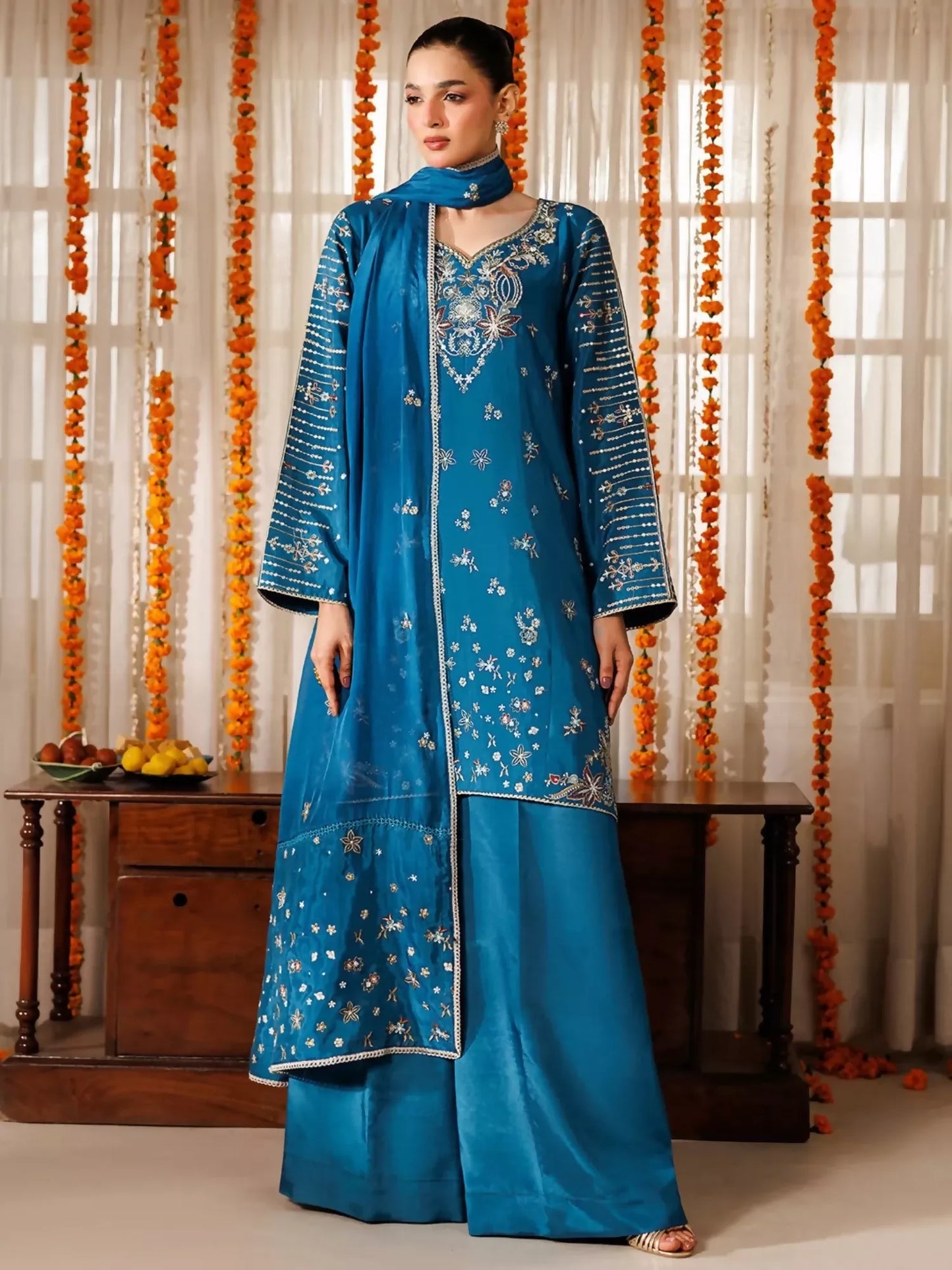 Panache Apparel Noore Eid Edit Sheesha Silk Embroidered Stitched Suit-Gulbaan