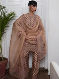 Hussain Rehar Pret SS'25 Raw Silk Embroidered Stitched 3-Piece Suit-Fran
