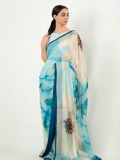 Imran Aftab Chiffon Printed Unstitched Saree-IASC 21