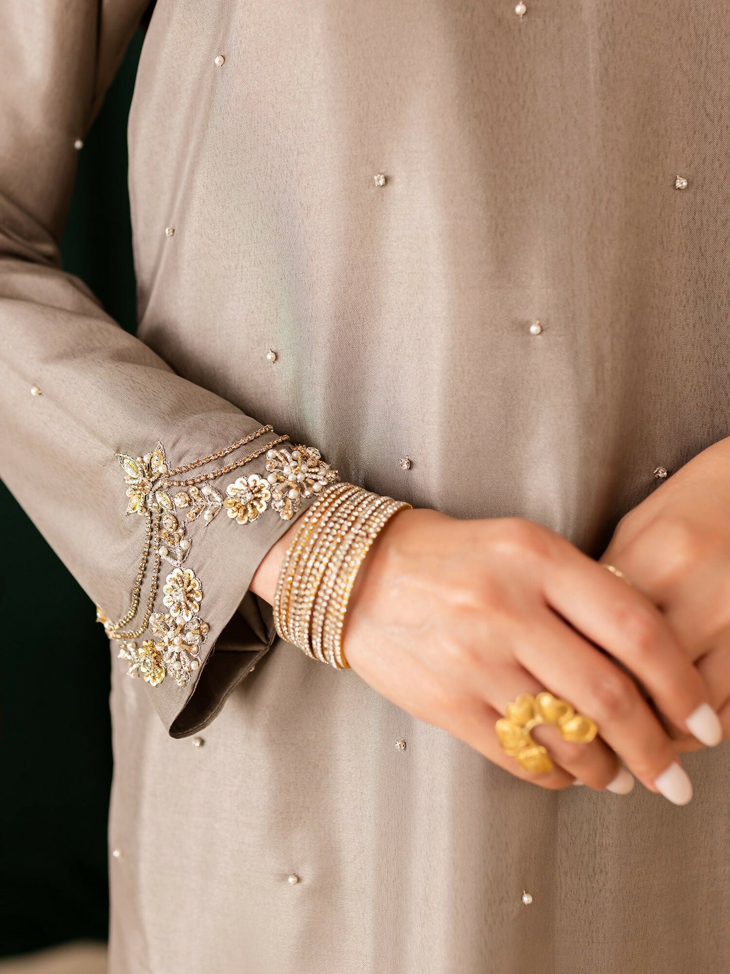 Allure By IH Raw Silk Embellished Stitched 3-Piece Suit-Sanaz