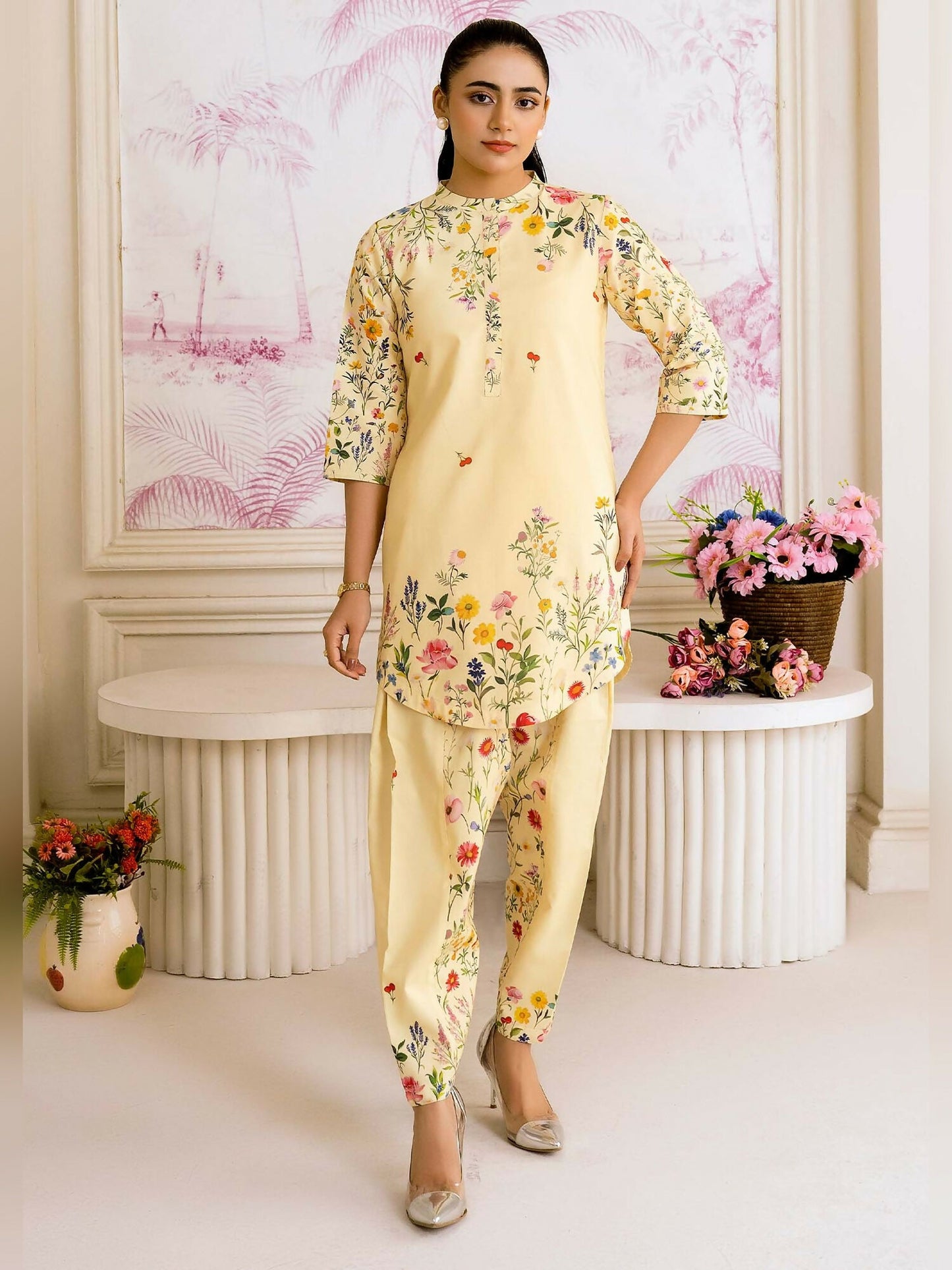 Allure By IH Salina Lawn Silk Printed Co-Ord Set-Blossom