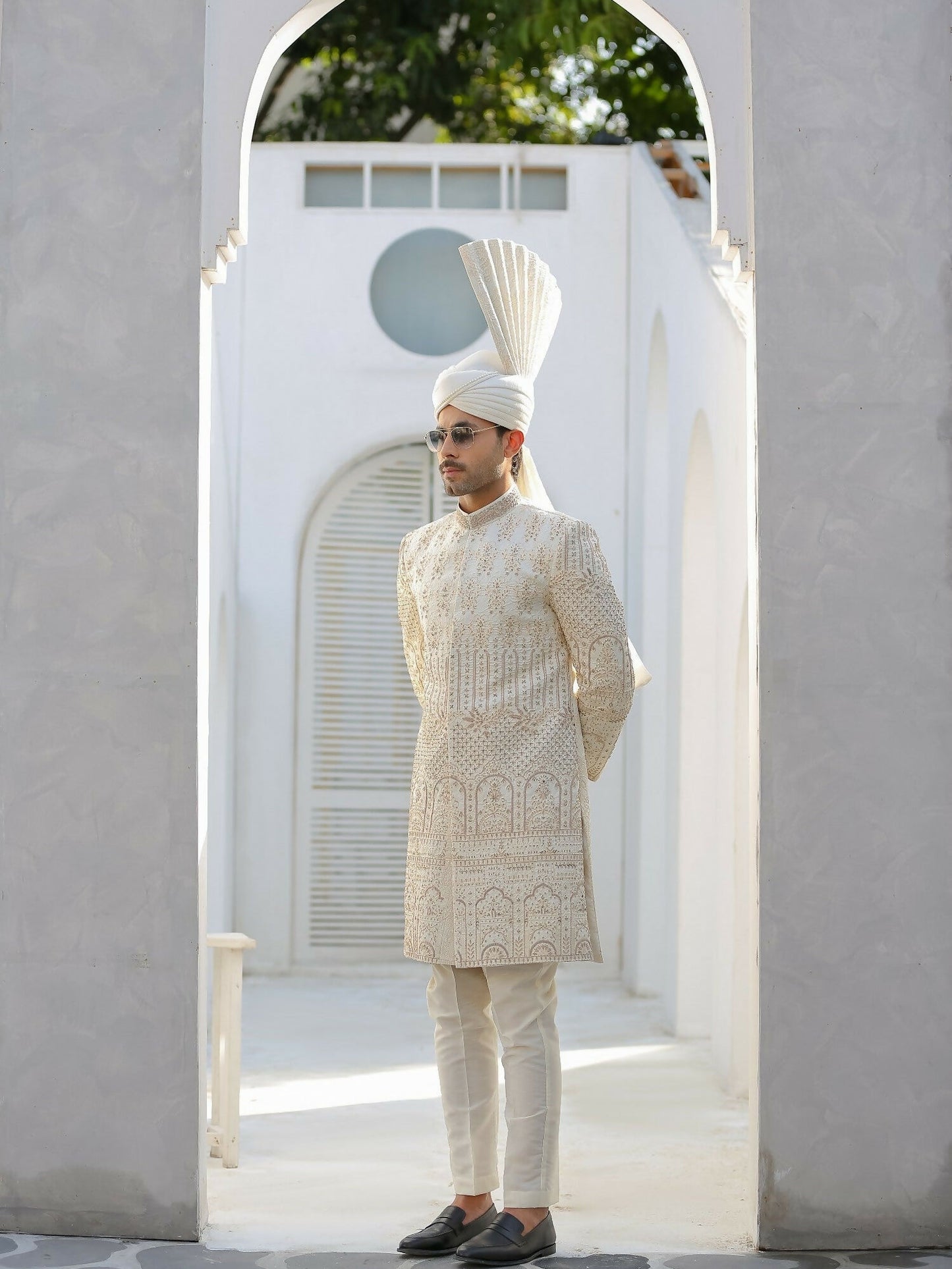 Gem Garments Afsanah Raw Silk Embellished Sherwani-Riaz