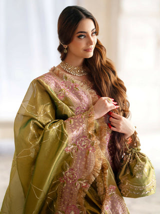 Parishay Ranibagh Luxury Formals Tissue Silk Embroidered Stitched 3 Piece Suit Noor Mahal