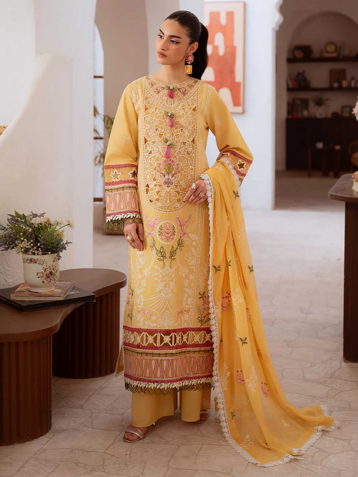Mahnur Shanaya Lawn Embroidered Unstitched 3-Piece Suit-SN-01