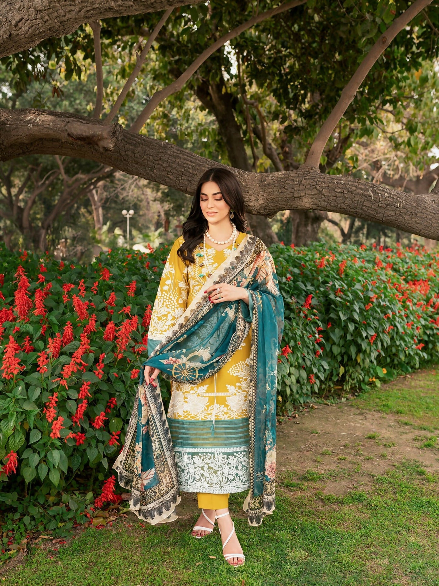 Panache Apparel Lawn Embroidered Stitched 2-Piece Suit-Florid Haven