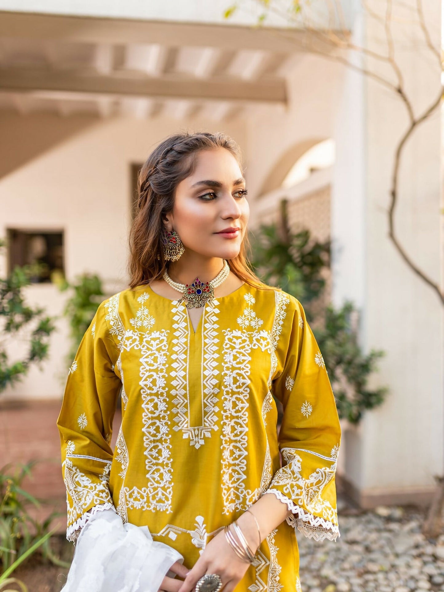 Panache Apparel Cotton Embroidered Stitched 2-Piece Suit-Astrella