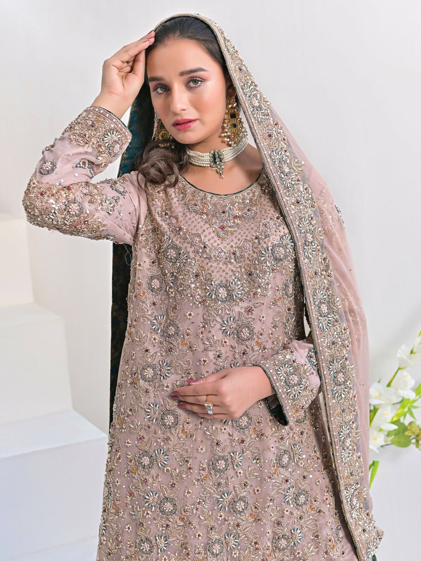 Ruby's Couture Wedding Collection Chiffon Embellished Sharara-Zimal
