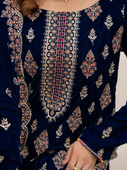 Noori Velvet Embroidered Unstitched 3-Piece Suit