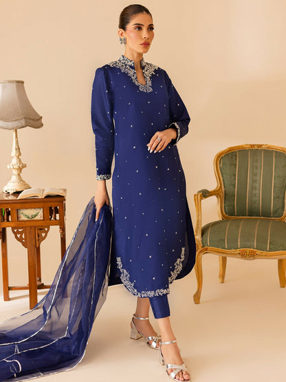 Allure By IH Luxury Pret Raw Silk Embellished Stitched 3-Piece Suit-Eliza
