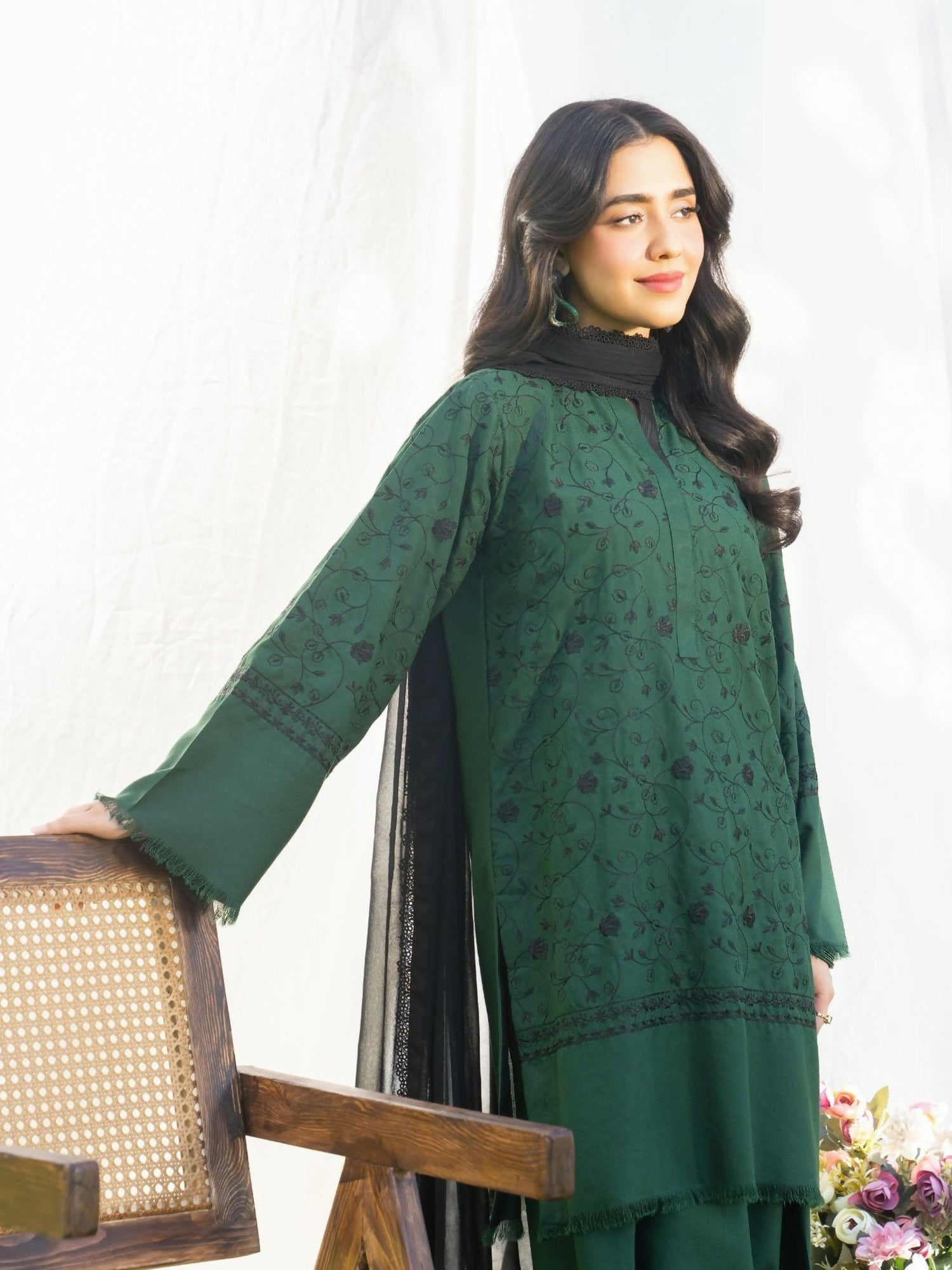 Panache Apparel Serenity Linen Embroidered Stitched Suit-Aarfa
