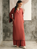 Mannat Clothing Suave Edit Raw Silk Co-Ord Set-Terracotta