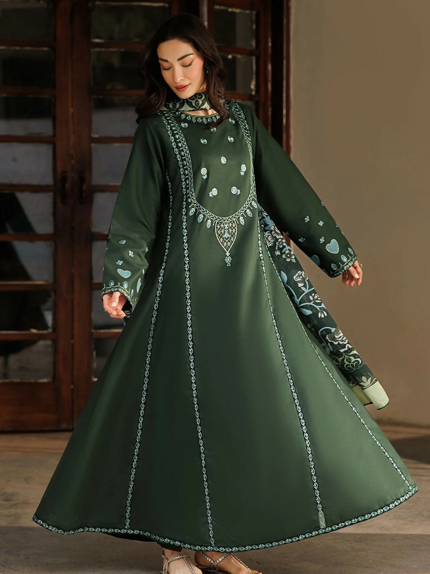 Panache Apparel Mistfall Ramadan Edit Cotton Embroidered Stitched Suit-Vail