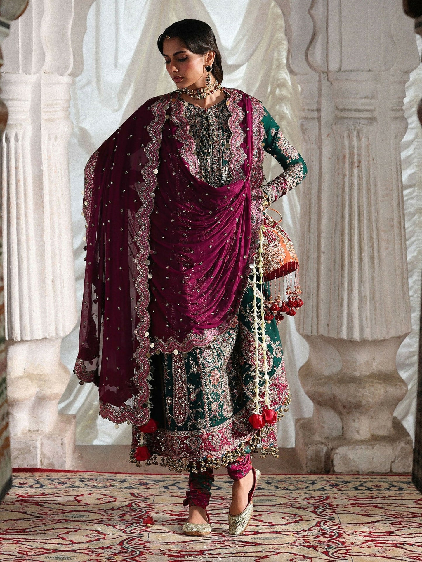 Hussain Rehar Festive Unstitched'26 Korean Raw Silk Embroidered 3-Piece Suit-Morni