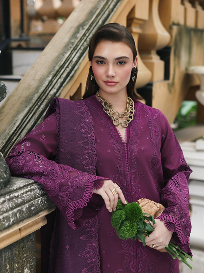 Qalamkar Qline Lawn Drop-1 Embroidered Unstitched 3-Piece Suit-RP-08-Liora