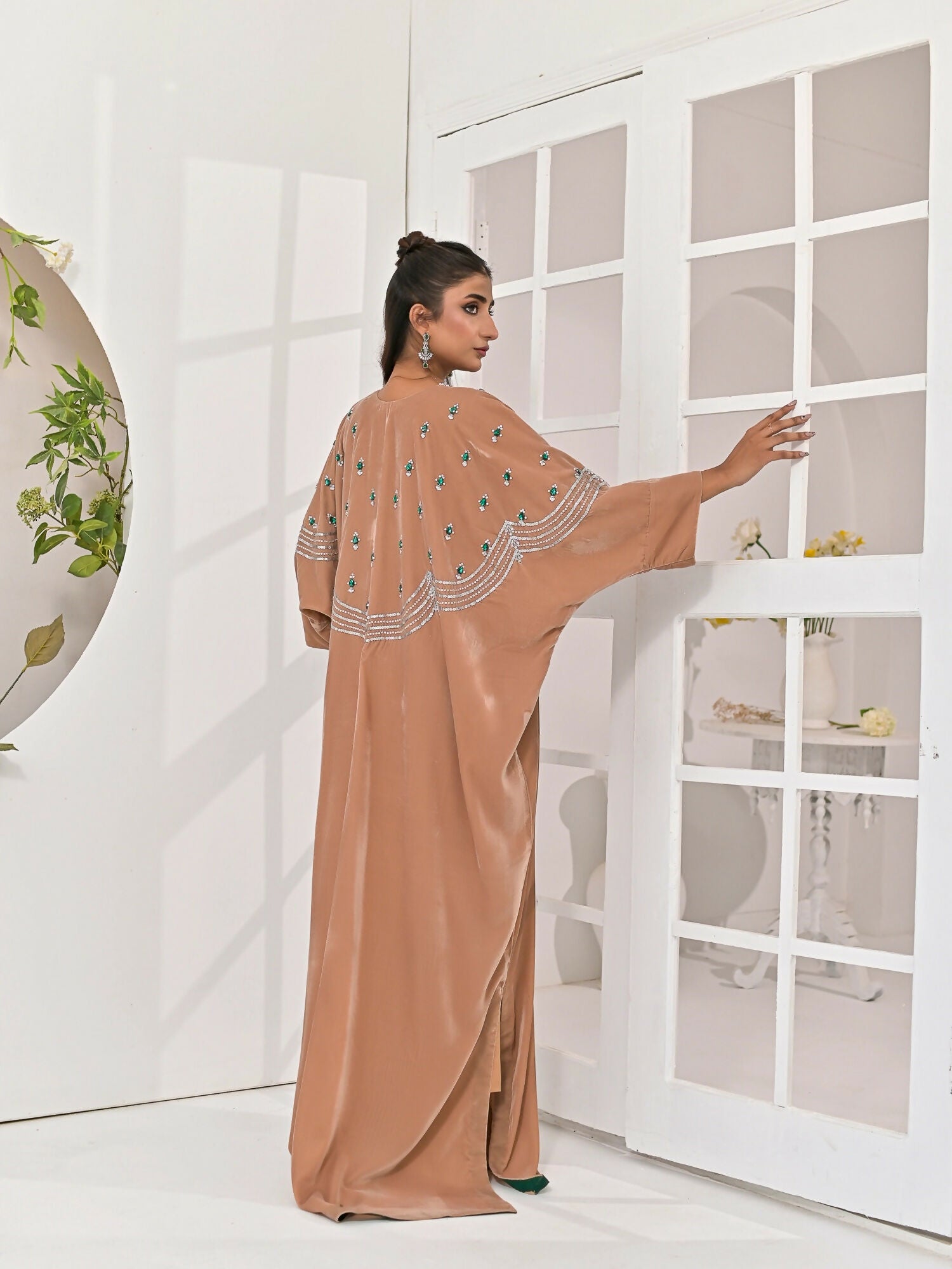 Farooq Hameed Studio Velvet Embroidered Kaftan Set-Dia