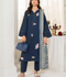 Panache Apparel Winter Whisper Khaddar Embroidered Stitched Suit-Navy Frost