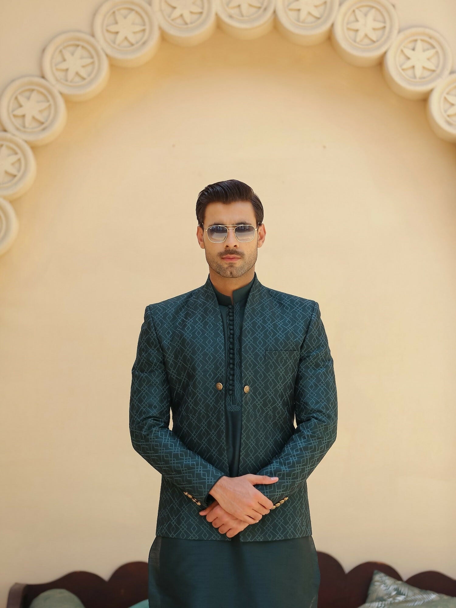 Gem Garments Afsanah Raw Silk Embroidered Prince Coat-Kabir