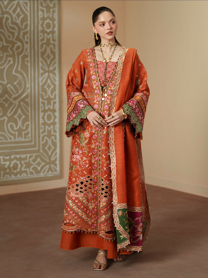Binilyas Mashriq Luxury Lawn'26 Embroidered Unstitched 3 Piece Suit D 116 A