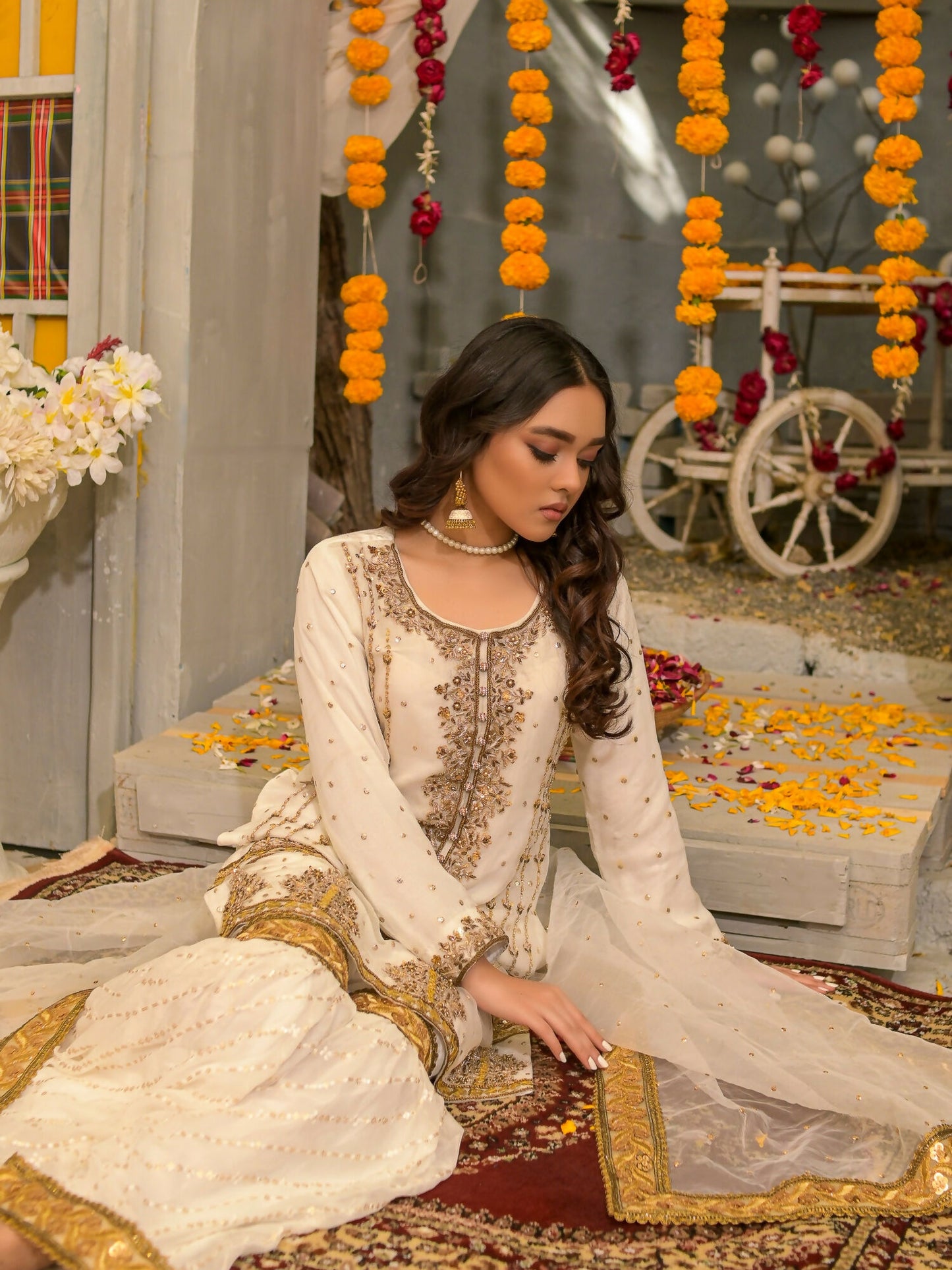 Ruby's Couture Poshak Chiffon Embellished Stitched Gharara-Atish