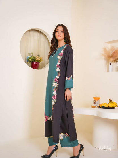 MH Cloth House Poly Lawn Printed Stitched 2-Piece Suit-Sabzaar