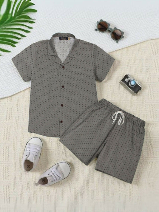 Grey Velvour Boys & Girls Printed Co-ord Set-VC12