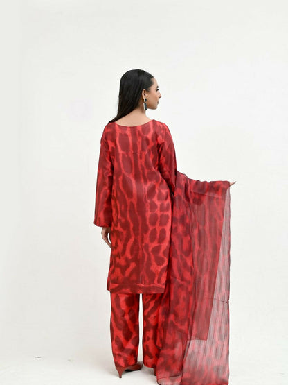 Imran Aftab Valentine's Day Raw Silk Printed Unstitched 3-Piece Suit-IAVD 04