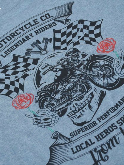 Jupiter Oversized Off Shoulder Bike Rider Print Tee Shirt-13599