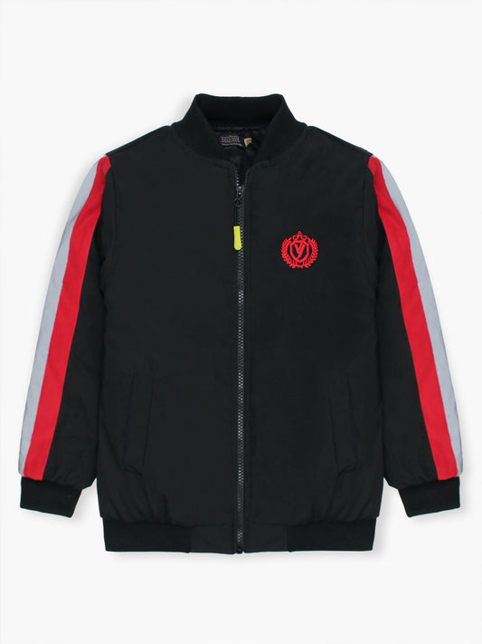 Black and Red Velvour Puffer Jacket-VJ46-C