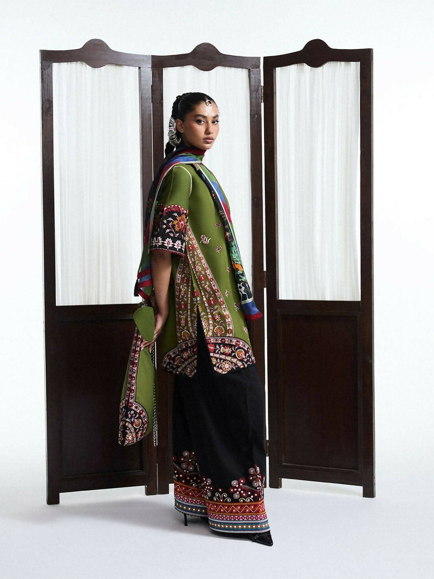 Jugnu by Hussain Rehar SS'25 Eid Pret Edit II Cotton Embroidered 2-Piece Suit-Lavanya