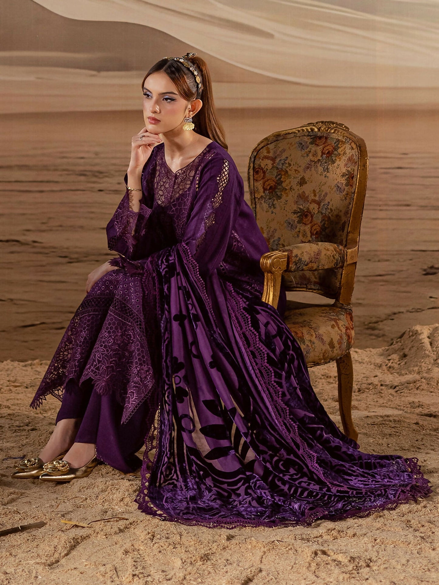 Mahnur Amelia Kotrai Embroidered Unstitched 3-Piece Suit-CK-010