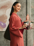 Mannat Clothing Suave Edit Raw Silk Co-Ord Set-Terracotta
