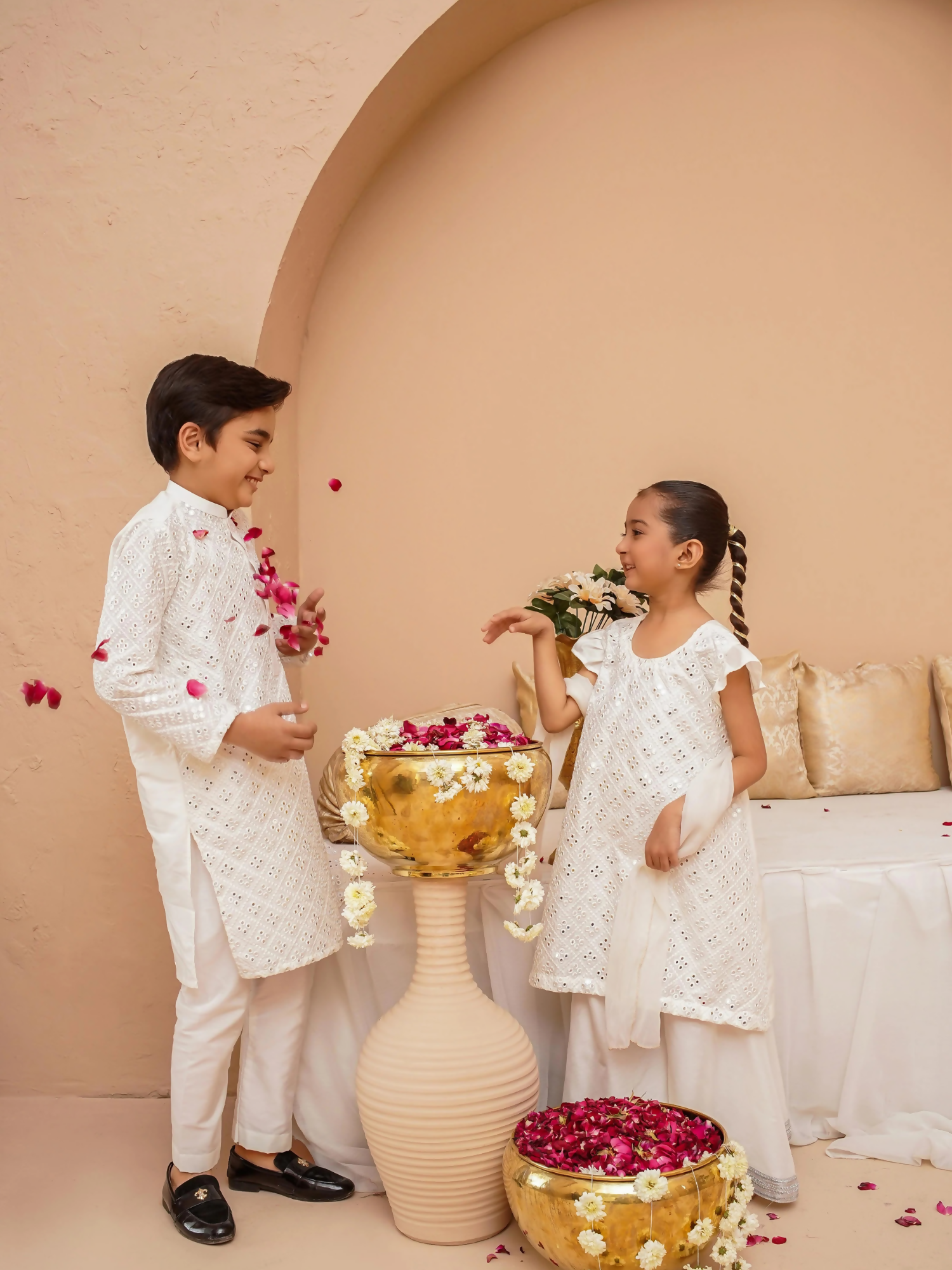 Kidoz Kloset Rang Rasiya Cotton Silk Embroidered Stitched 3-Piece Suit-Silver Whisper-Girl